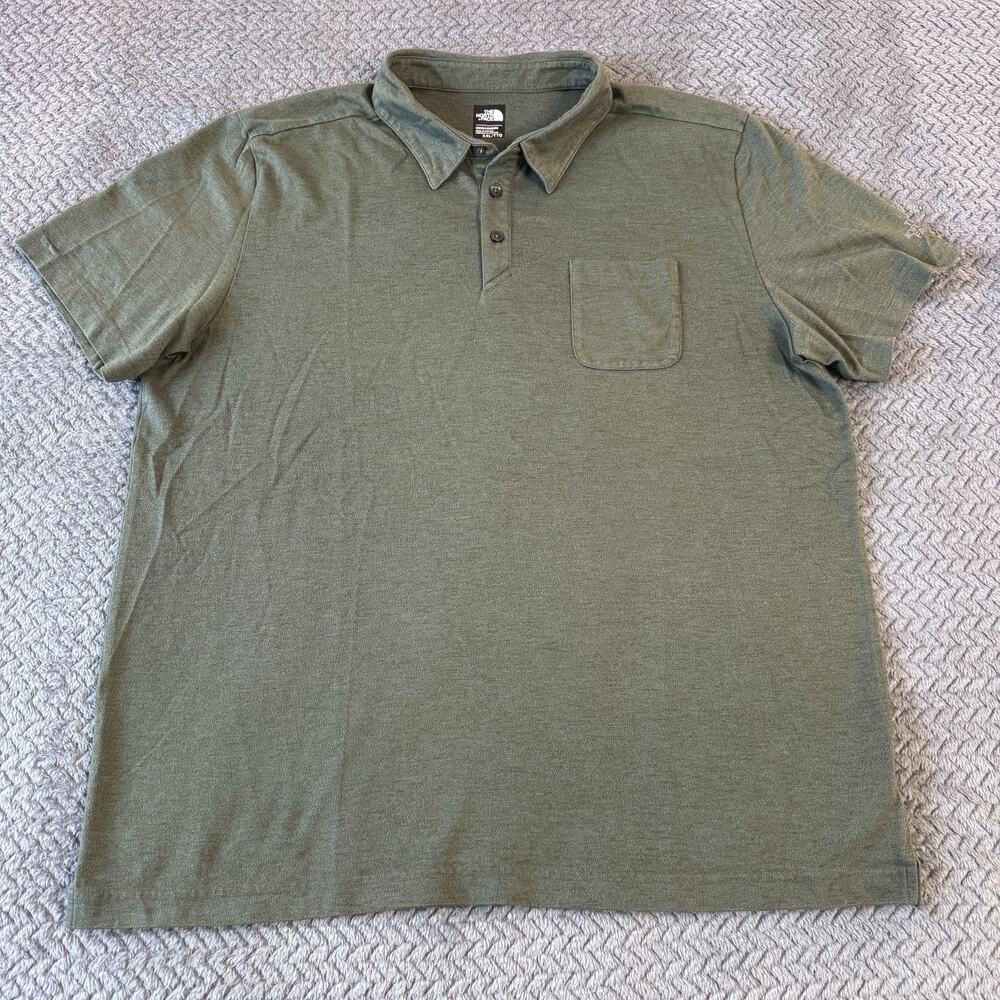 Men’s The North Face Polo Shirt Golf Short Sleeve Front Pocket Green Sz XXL